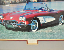 Vintage Corvette 1960 Framed Glass Picture