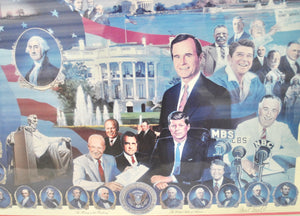 Vintage President 80s Framed Glass Picture