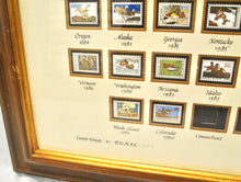 Vintage Ducks Unlimited North American Stamp Collection Framed Glass Picture