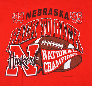 Vintage Nebraska Cornhuskers 1994-95 Back to Back Champions Shirt Size Large