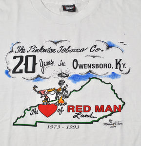 Vintage Red Man Land 1993 The Pinkerton Tobacco Co. Shirt Size X-Large