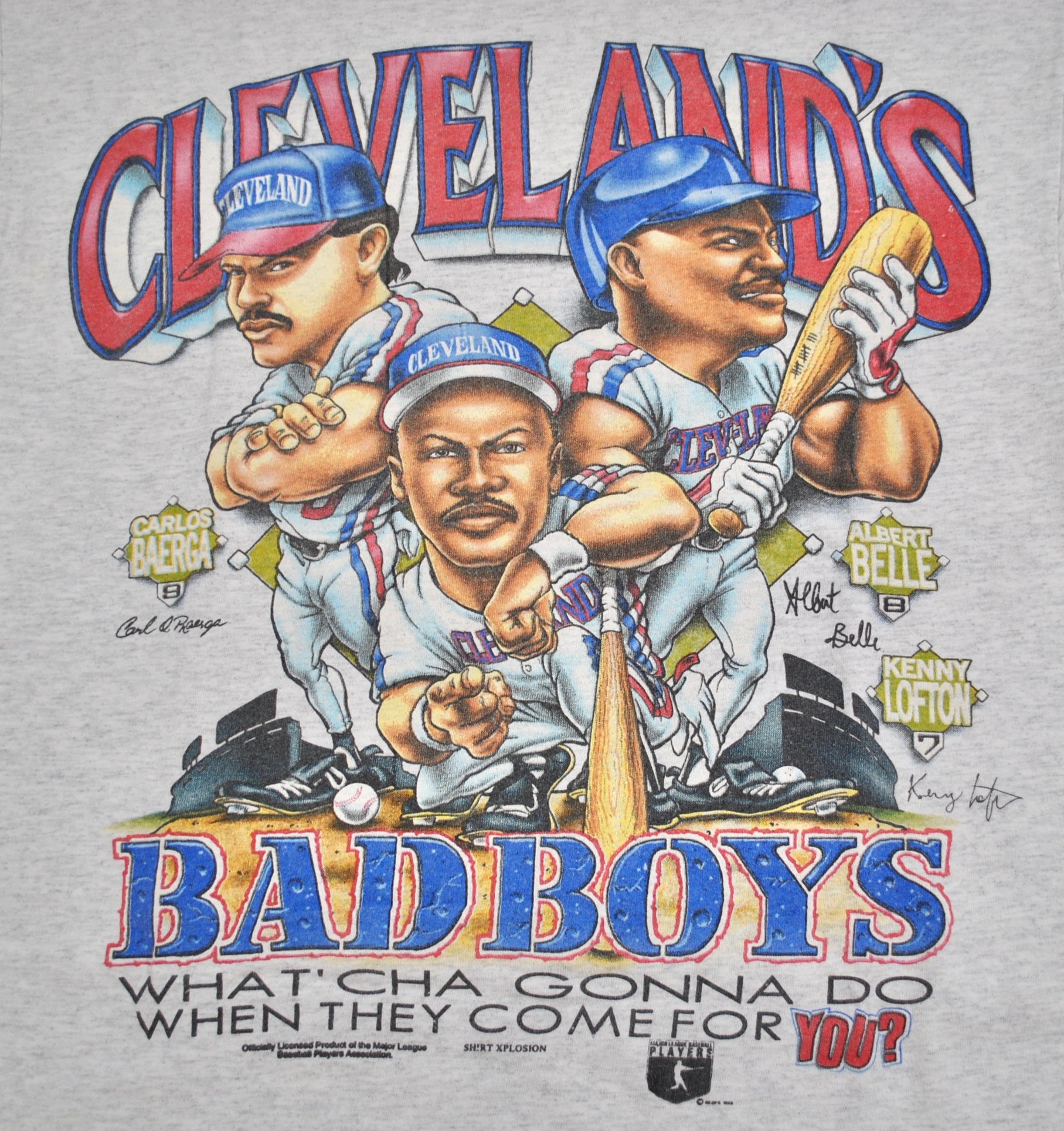 VTG Cleveland Indians Bad Boys T Shirt Delta Baerga Belle Lofton Sz XL Blue  USA